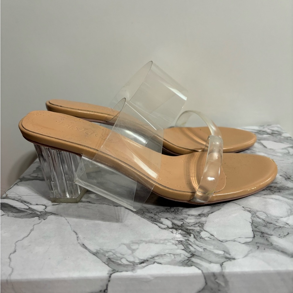 Clear heels 2.5 inch heel.